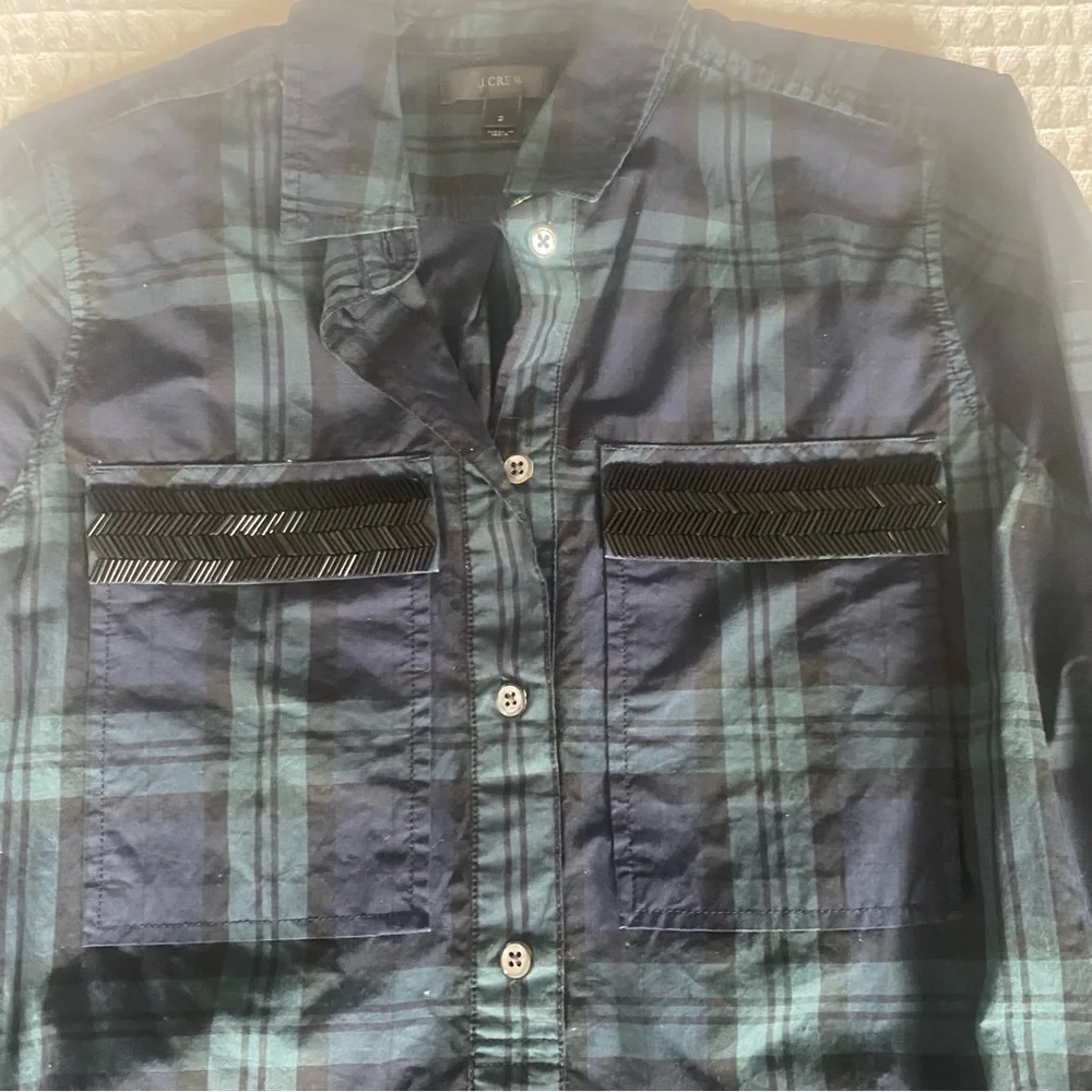 J. Crew beaded chevron popover shirt size 2